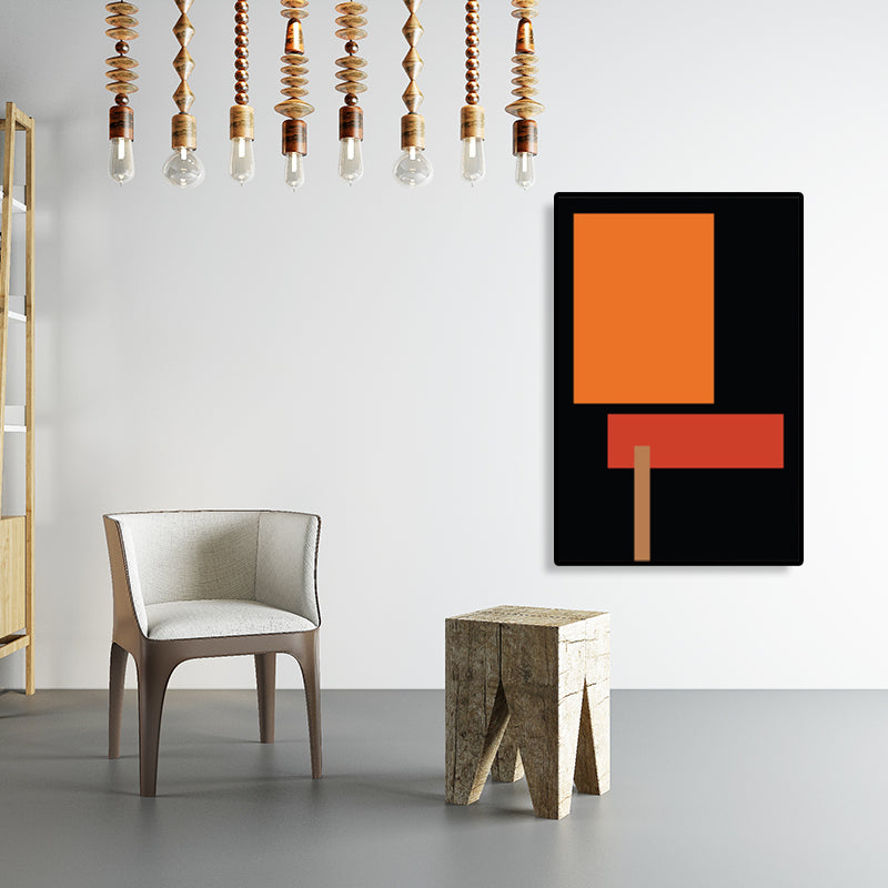 Nordic Style Geometric Wall Art Decor Dark Color Sitting Room Canvas Print, Textured