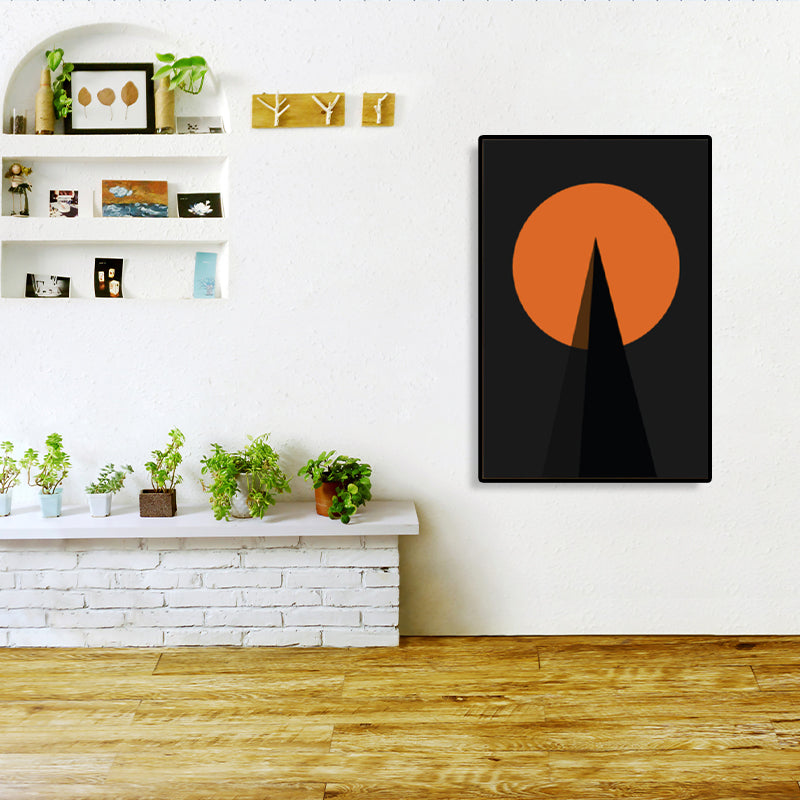 Nordic Style Geometric Wall Art Decor Dark Color Sitting Room Canvas Print, Textured