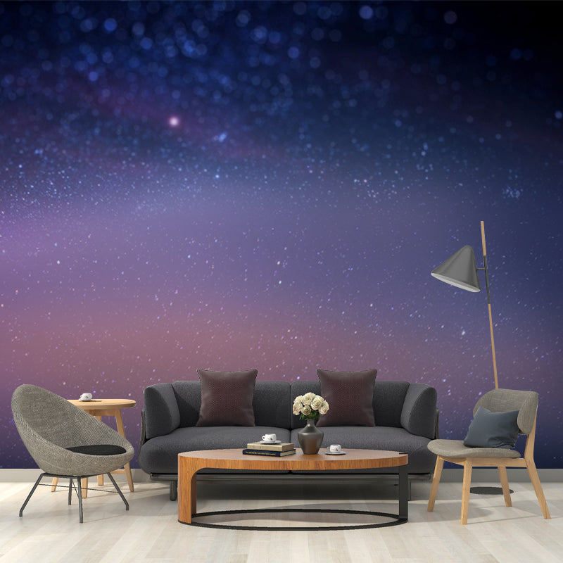 Modern Star and Dust Mural Purple-Blue Astronomy Wall Decoration for Living Room
