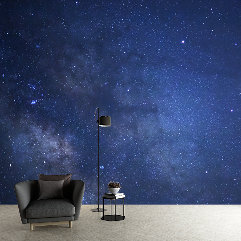 Large Night Time Mural for Home Cloud and Stars Close-Up Wall Art in Blue, Waterproof