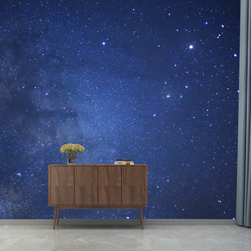 Large Night Time Mural for Home Cloud and Stars Close-Up Wall Art in Blue, Waterproof