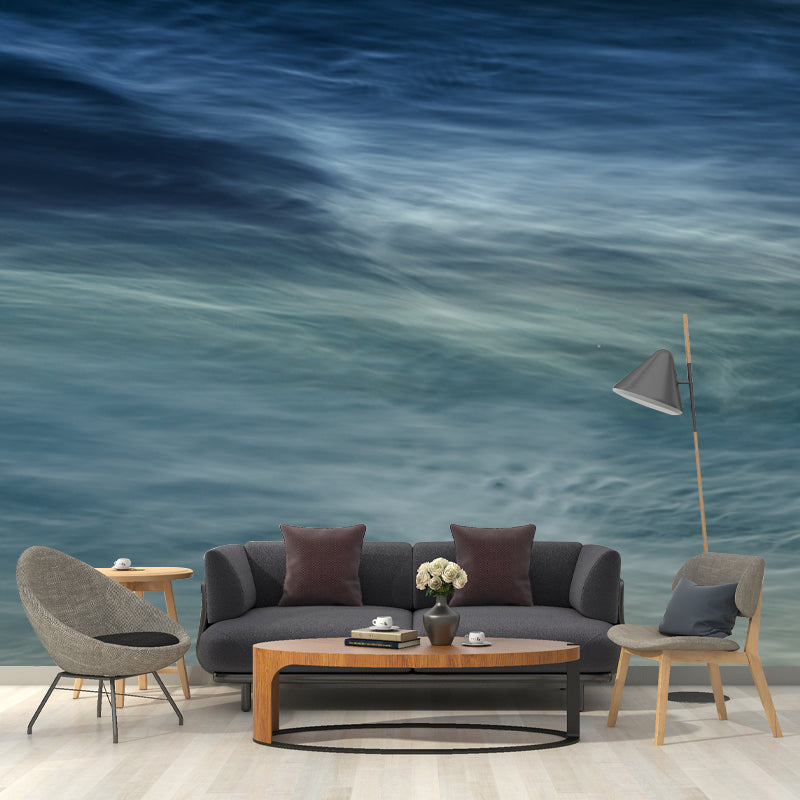 Aqua Waves Printed Wallpaper Mural Moisture Resistant Wall Decoration for Bedroom