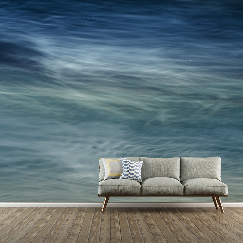 Aqua Waves Printed Wallpaper Mural Moisture Resistant Wall Decoration for Bedroom