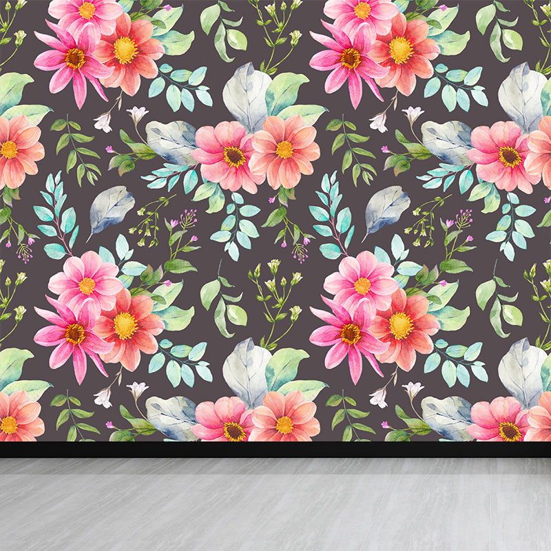 Modern Blossom Flower Print Mural Wallpaper Pastel Color Florentine Wall Covering