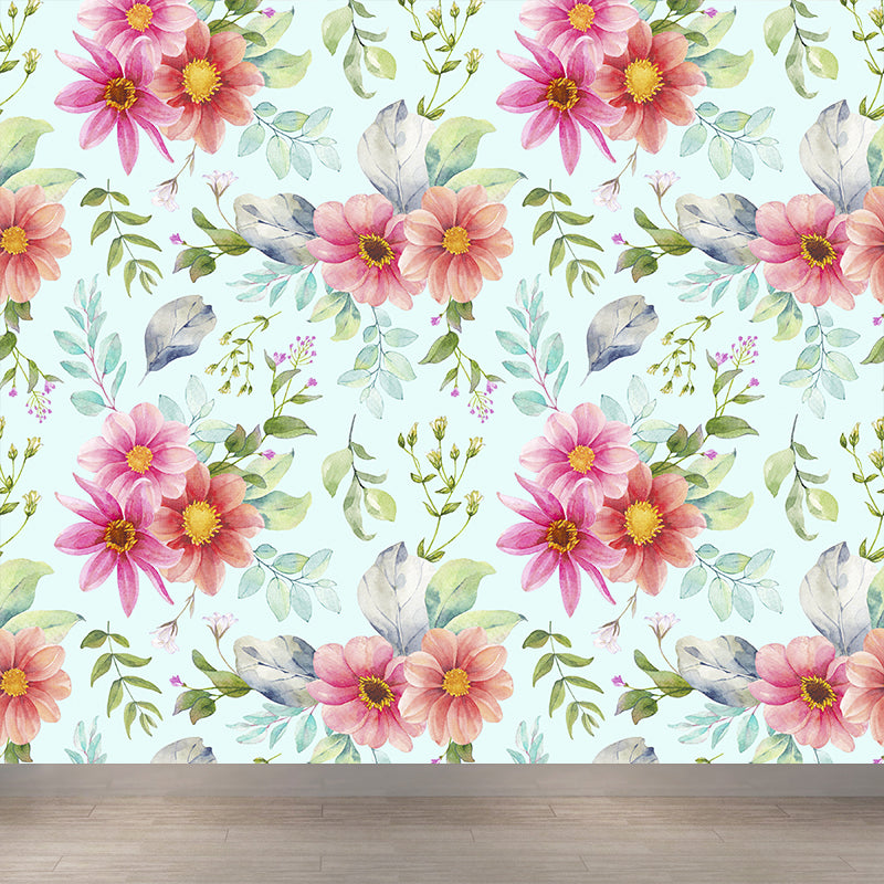 Modern Blossom Flower Print Mural Wallpaper Pastel Color Florentine Wall Covering