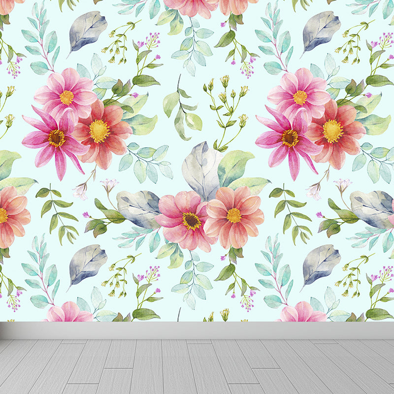 Modern Blossom Flower Print Mural Wallpaper Pastel Color Florentine Wall Covering