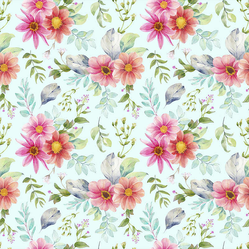 Modern Blossom Flower Print Mural Wallpaper Pastel Color Florentine Wall Covering