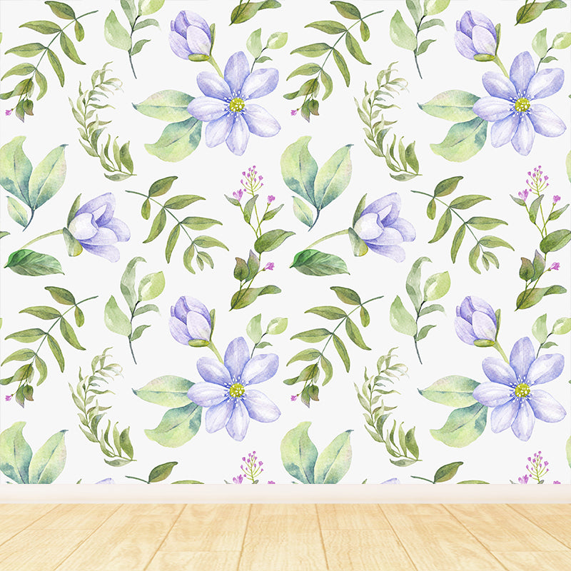 Modern Blossom Flower Print Mural Wallpaper Pastel Color Florentine Wall Covering