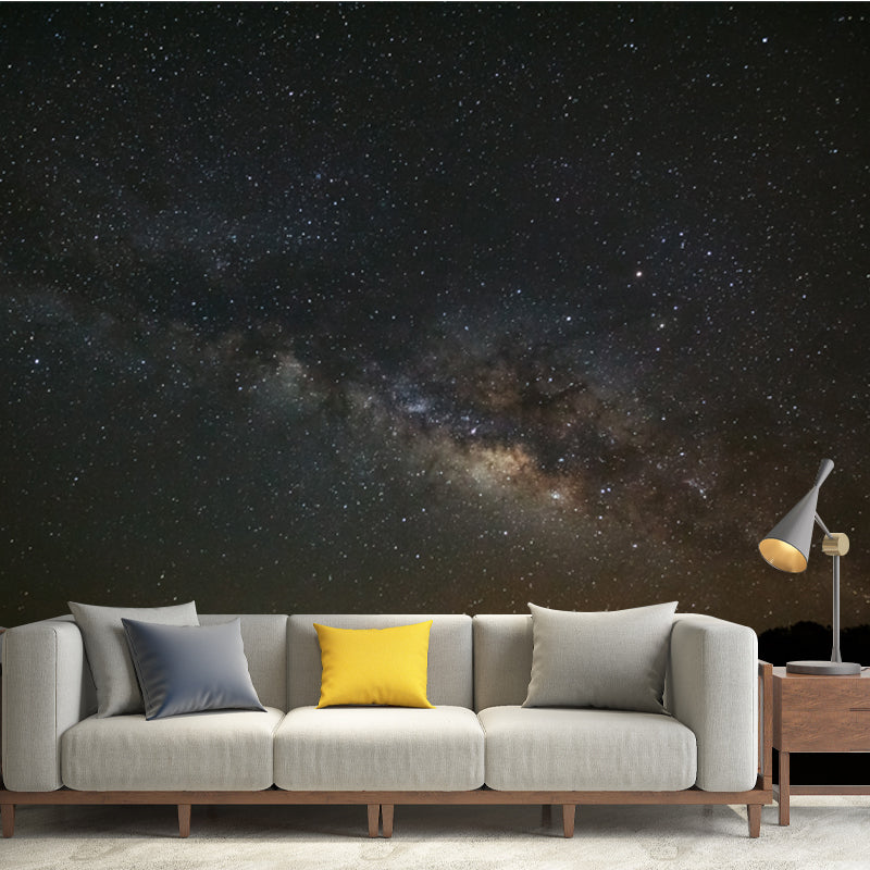 Galaxy View from Mountain Mural Modern Waterproof Home Wall Art, Custom-Made, Dark Grey-Black