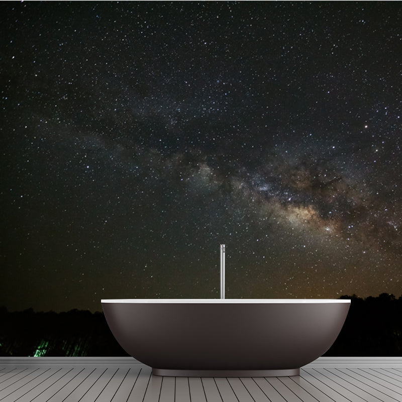 Galaxy View from Mountain Mural Modern Waterproof Home Wall Art, Custom-Made, Dark Grey-Black