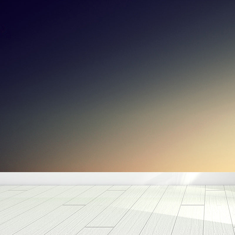 Photography Sky at Dusk Mural for Living Room, Blue and Yellow, Custom Size Available