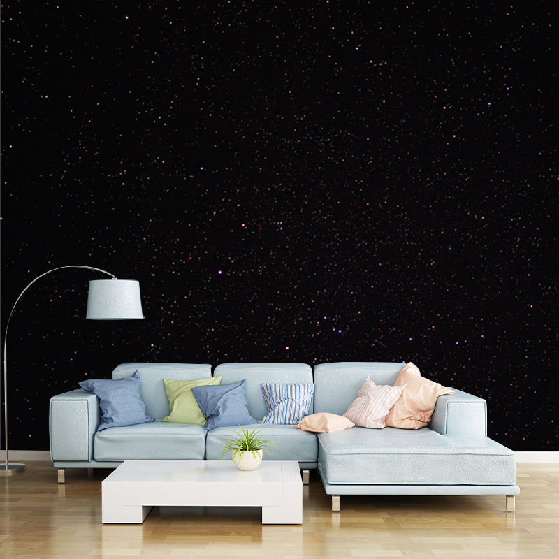 Photo Print Contemporary Mural Black Night and Starry Sky Wall Covering, Optional Size