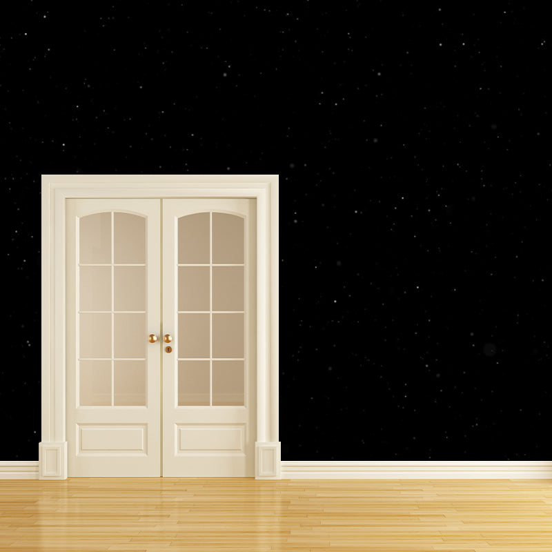 Photo Print Contemporary Mural Black Night and Starry Sky Wall Covering, Optional Size