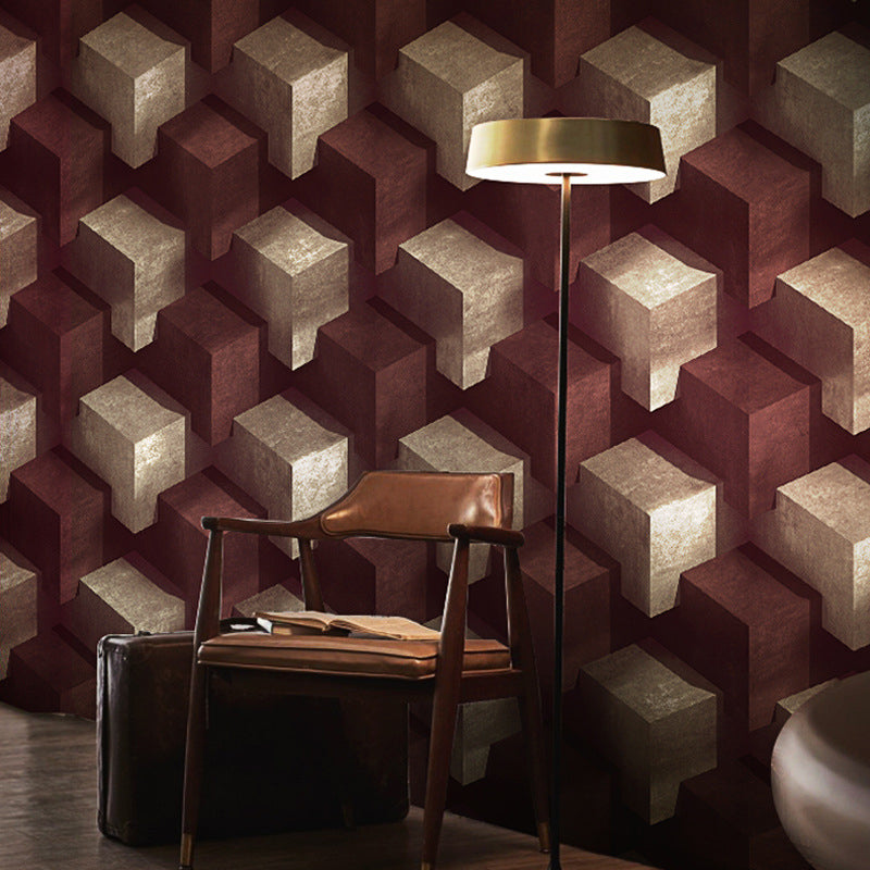 Modern Vinyl Decorative 3D Print Cube Wallpaper, 33' x 20.5"