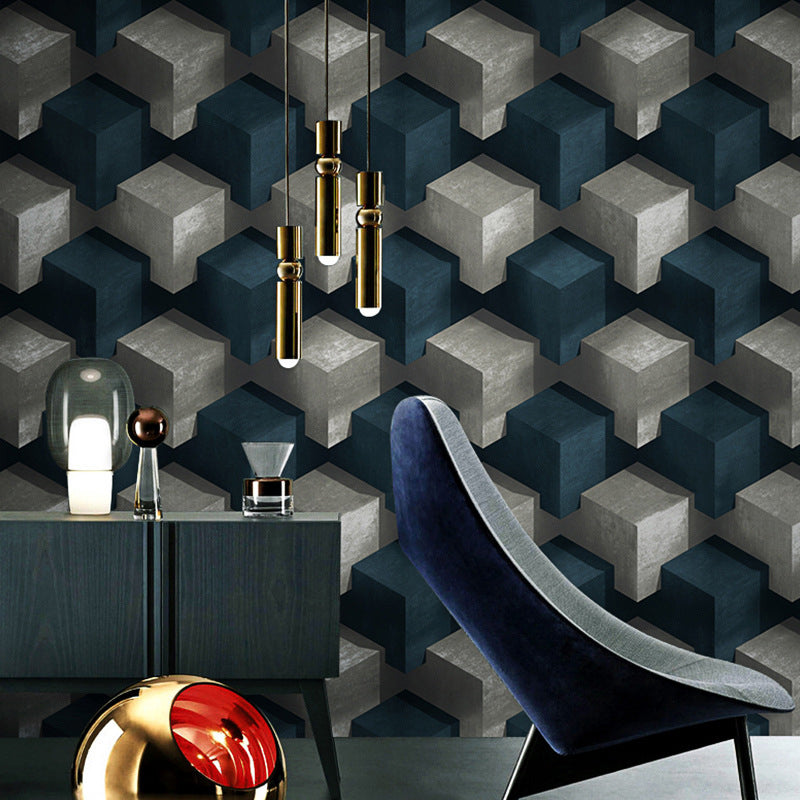 Modern Vinyl Decorative 3D Print Cube Wallpaper, 33' x 20.5"