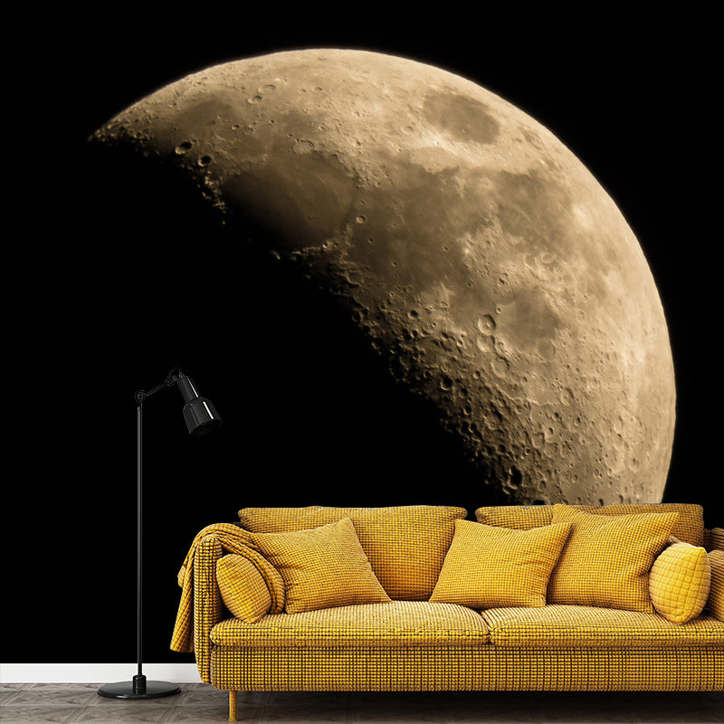 Realistic Waning Moon Wall Mural for Children Bedroom Astronomy Wall Covering, Custom Print