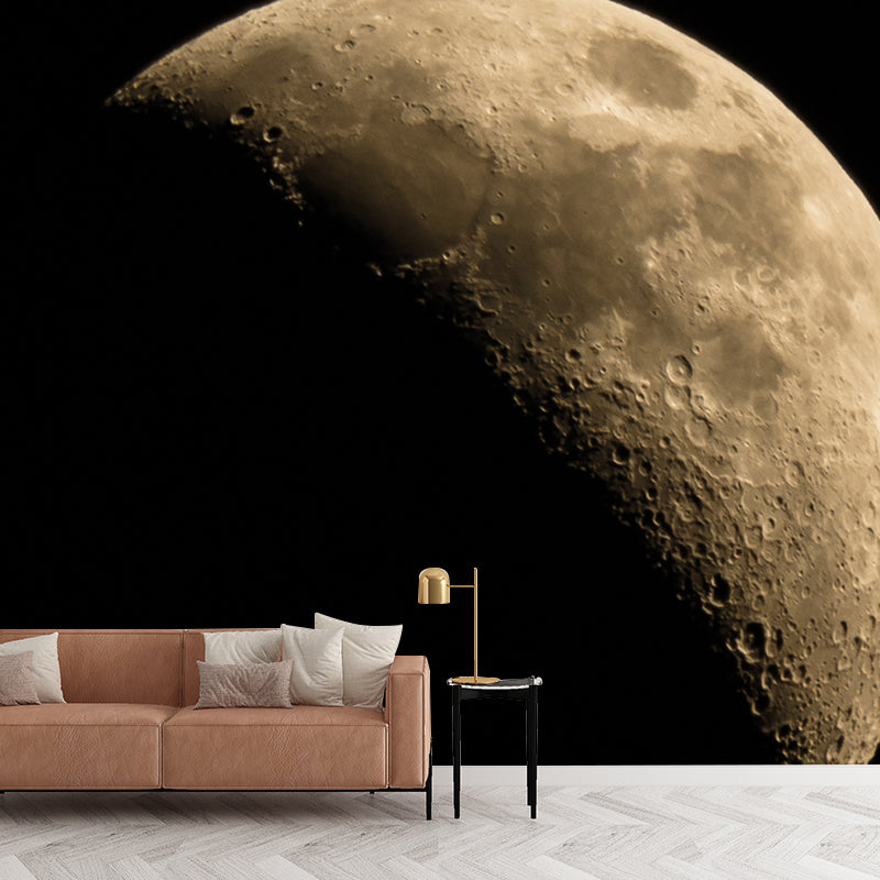 Realistic Waning Moon Wall Mural for Children Bedroom Astronomy Wall Covering, Custom Print