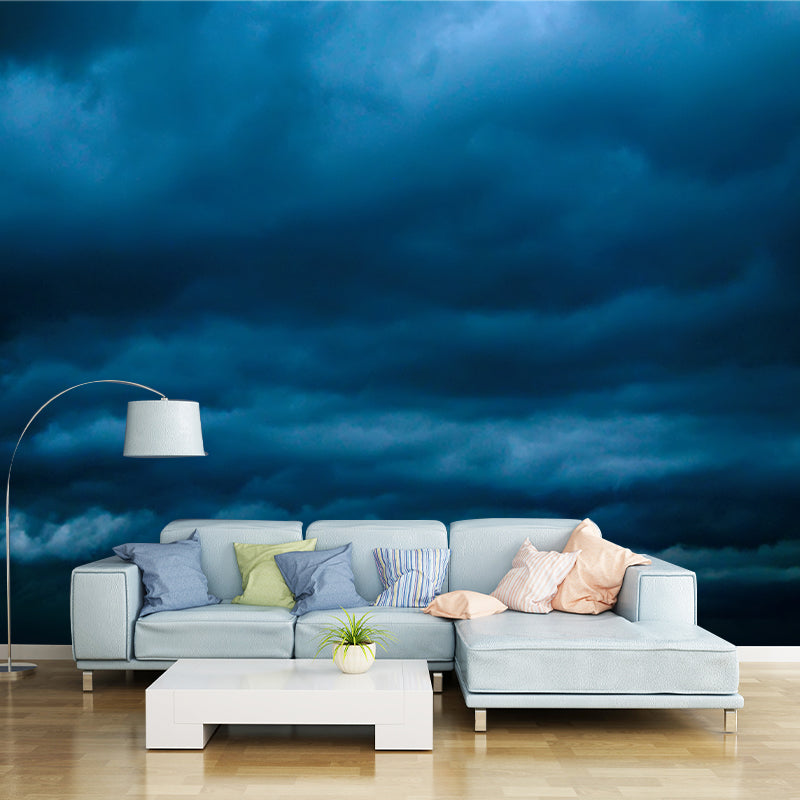 Blue Night Clouds Wallpaper Mural Moisture Resistant Wall Covering for Accent Wall