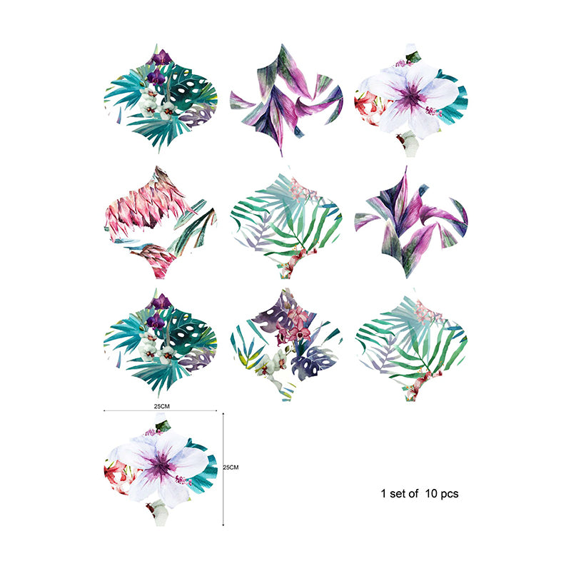 Big Bloom Flower Wallpaper Panels Rustic PVC Peel and Stick Wall Art in Pink-Green