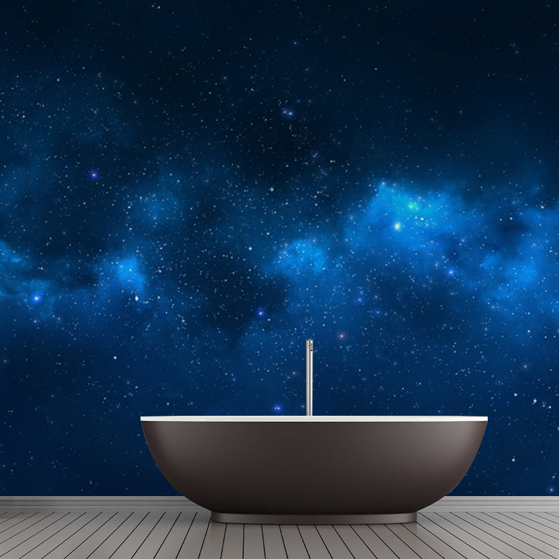 Beautiful Stars and Cloud Mural Wallpaper for Ceiling, Sky Blue-Black, Made to Measure
