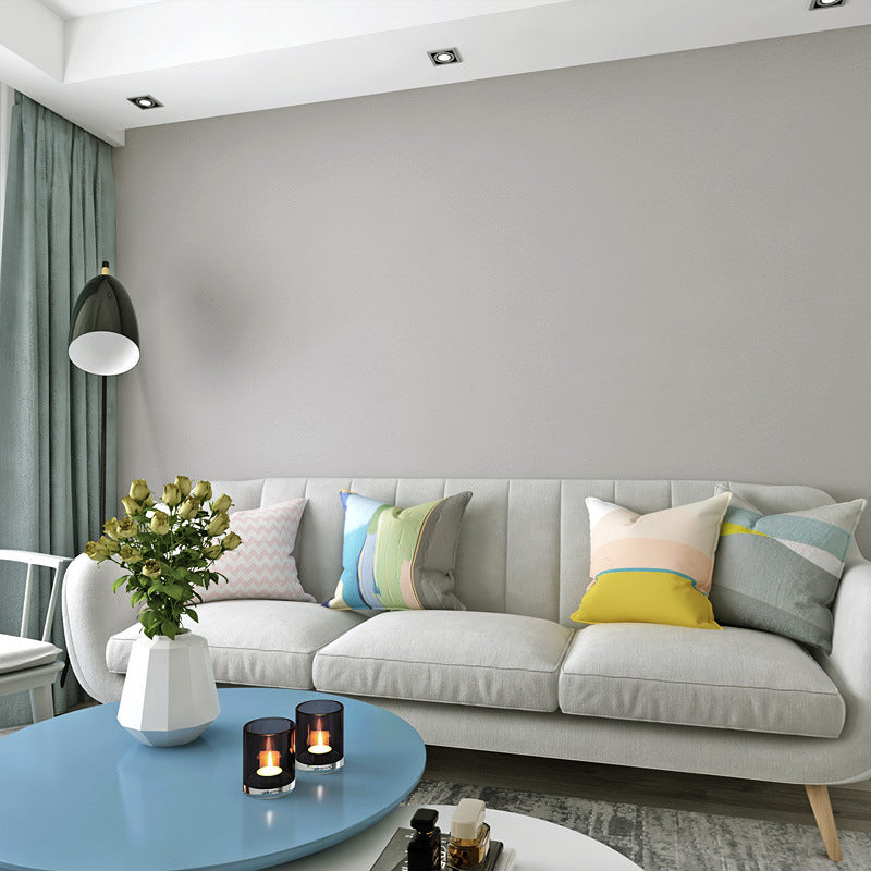 Stain-Resistant Non-Pasted Pure Color Non-Woven Wallpaper in Industrial Grey