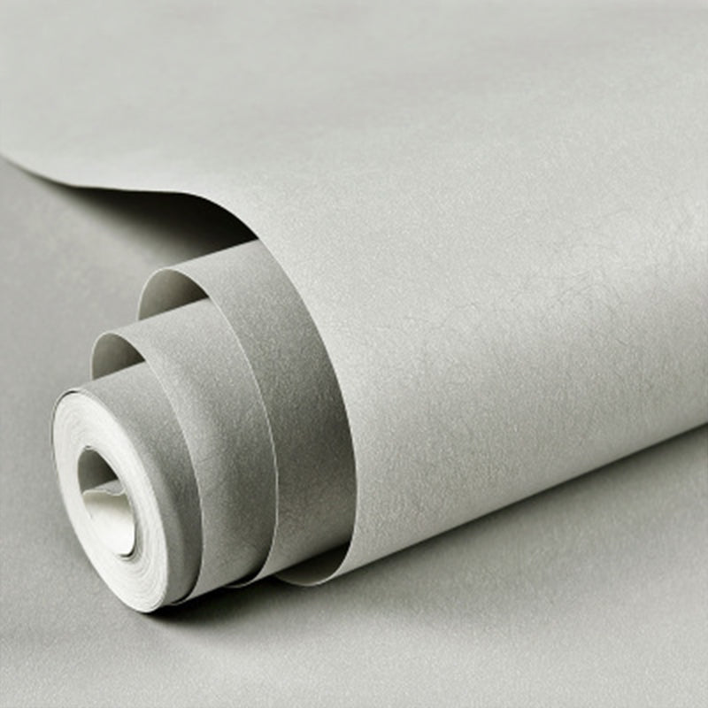 Stain-Resistant Non-Pasted Pure Color Non-Woven Wallpaper in Industrial Grey
