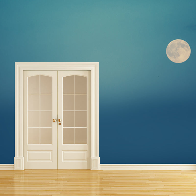Whole Modern Wall Mural Blue Sky and Full Moon Wall Covering, Custom Size Available