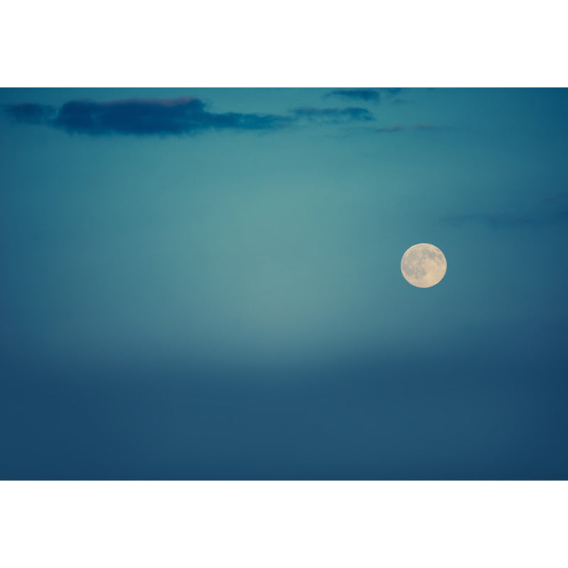 Whole Modern Wall Mural Blue Sky and Full Moon Wall Covering, Custom Size Available