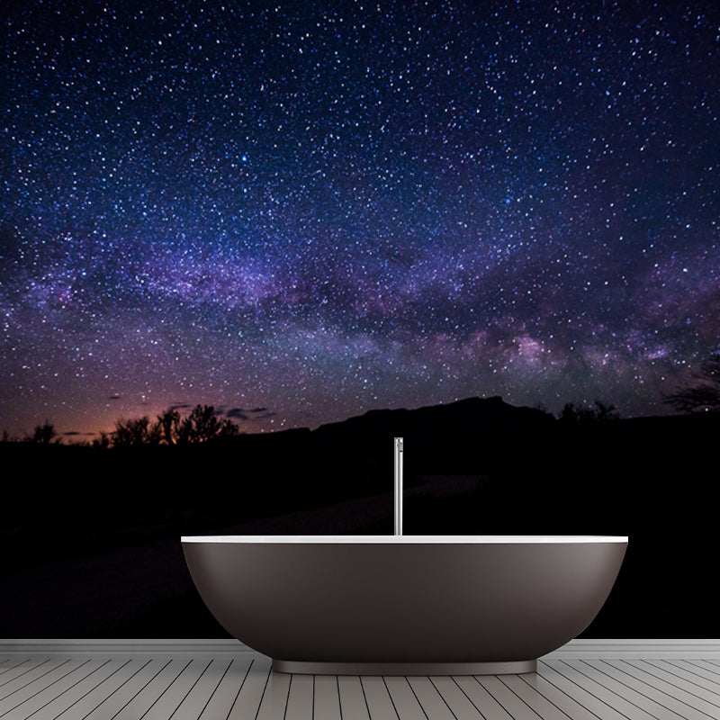 Stunning Galaxy Sky Wallpaper Mural for Bedroom, Blue-Purple, Personalized Print
