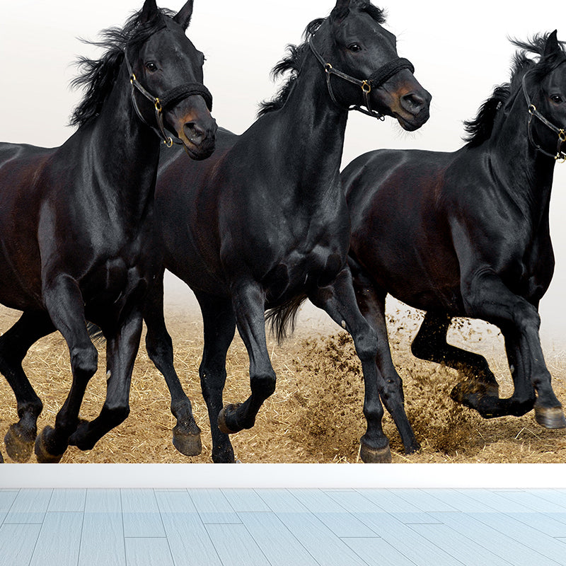 Big Energetic Horse Mural Wallpaper Decorative Contemporary Dining Room Wall Decor