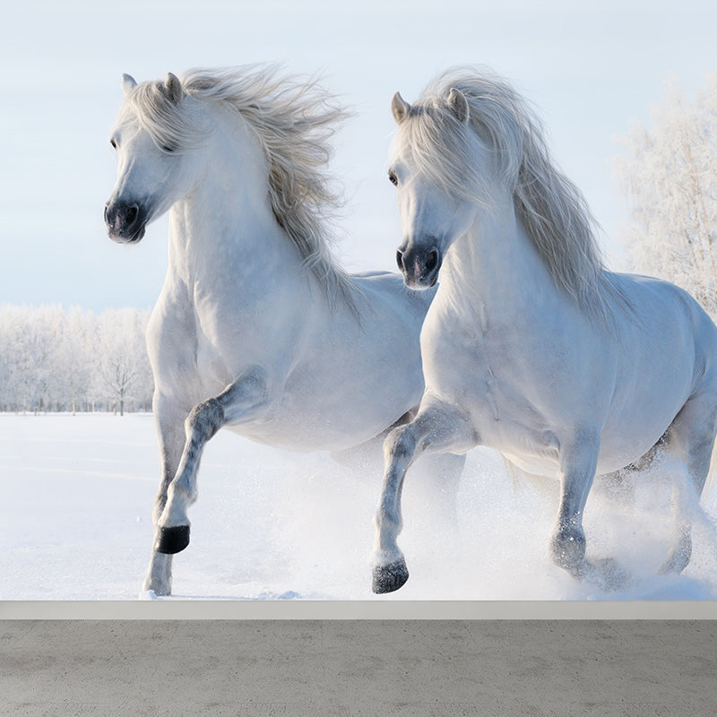 Big Energetic Horse Mural Wallpaper Decorative Contemporary Dining Room Wall Decor