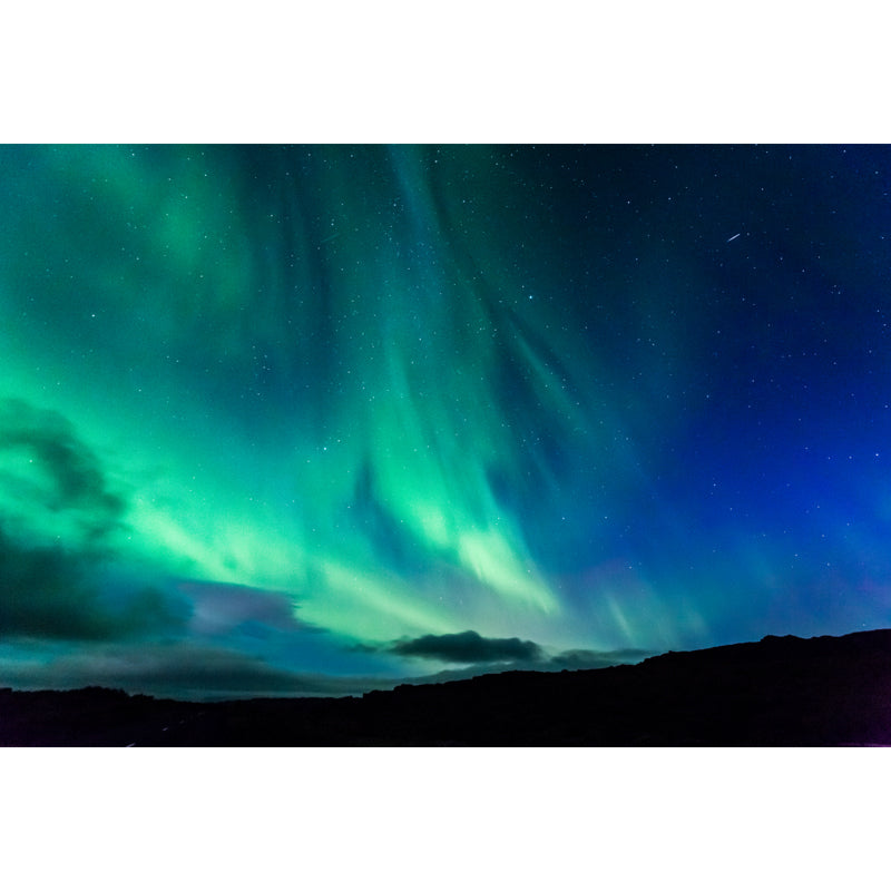 Non-Woven Huge Aqua Mural Modern Aurora on Night Starry Sky Wall Art, Custom Print