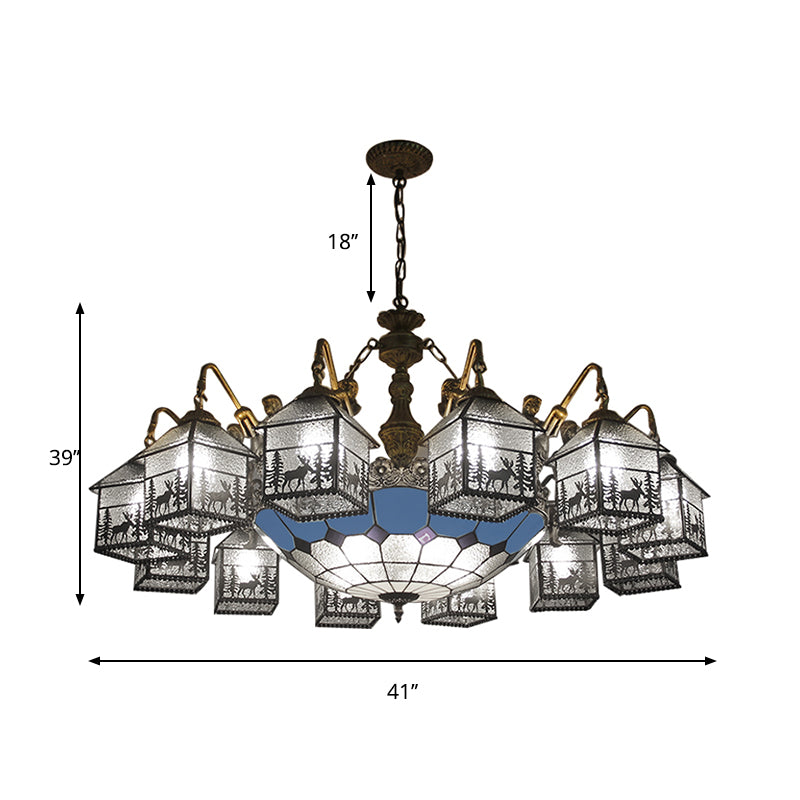 Traditional Hanging House Chandelier with Mermaid Glass Clear Hanging Light for Living Room