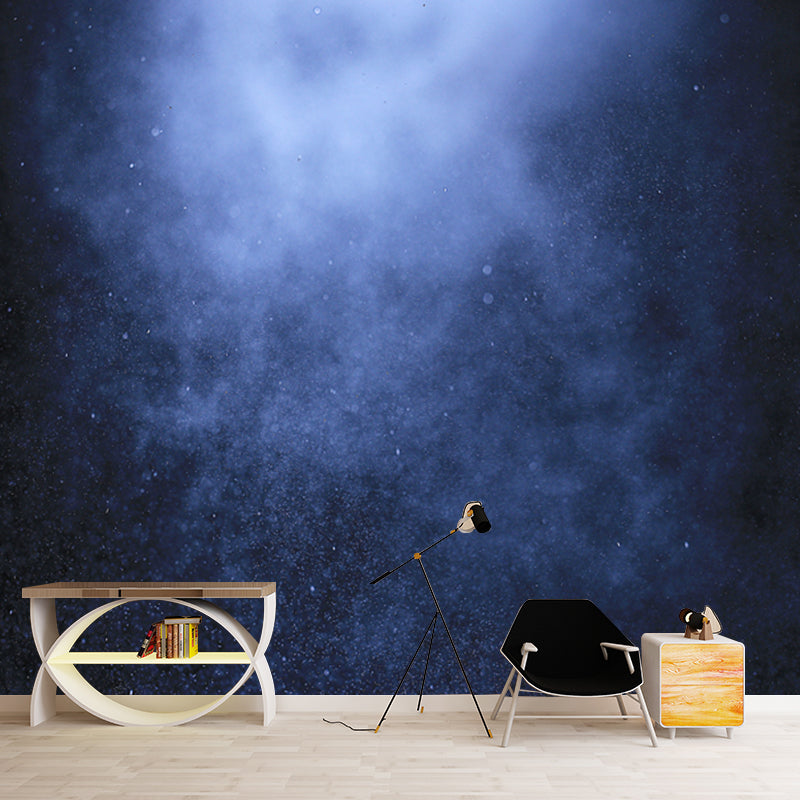 Modern Nebula Galaxy Mural Wallpaper Blue-Black Waterproof Wall Covering for Home