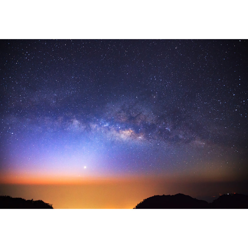 Washable Galaxy Moon Night Mural Decal Contemporary Non-Woven Wall Covering, Custom Print