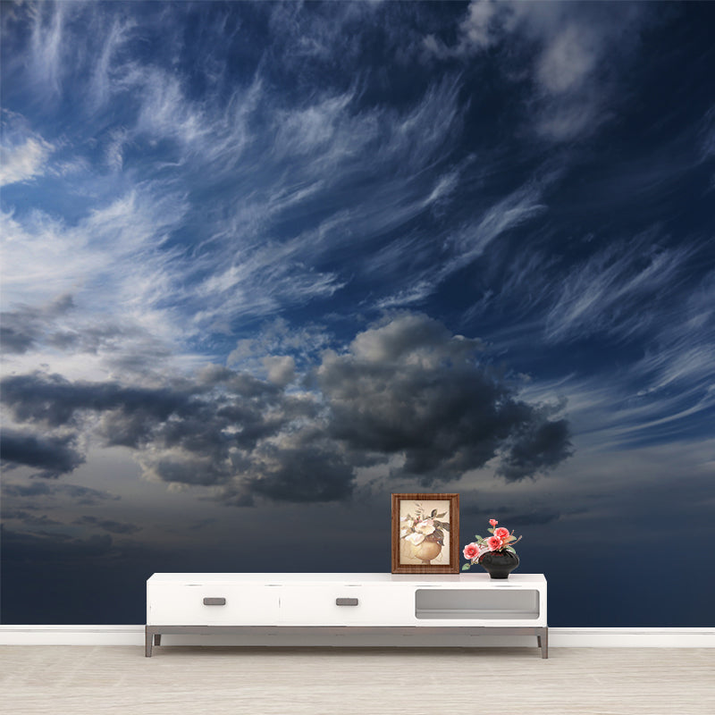 Photo Print Cloud Wallpaper Mural Modern Pretty Sky Scenery Wall Art in Sky Blue-White