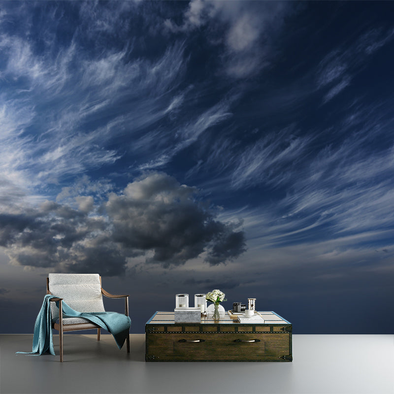 Photo Print Cloud Wallpaper Mural Modern Pretty Sky Scenery Wall Art in Sky Blue-White