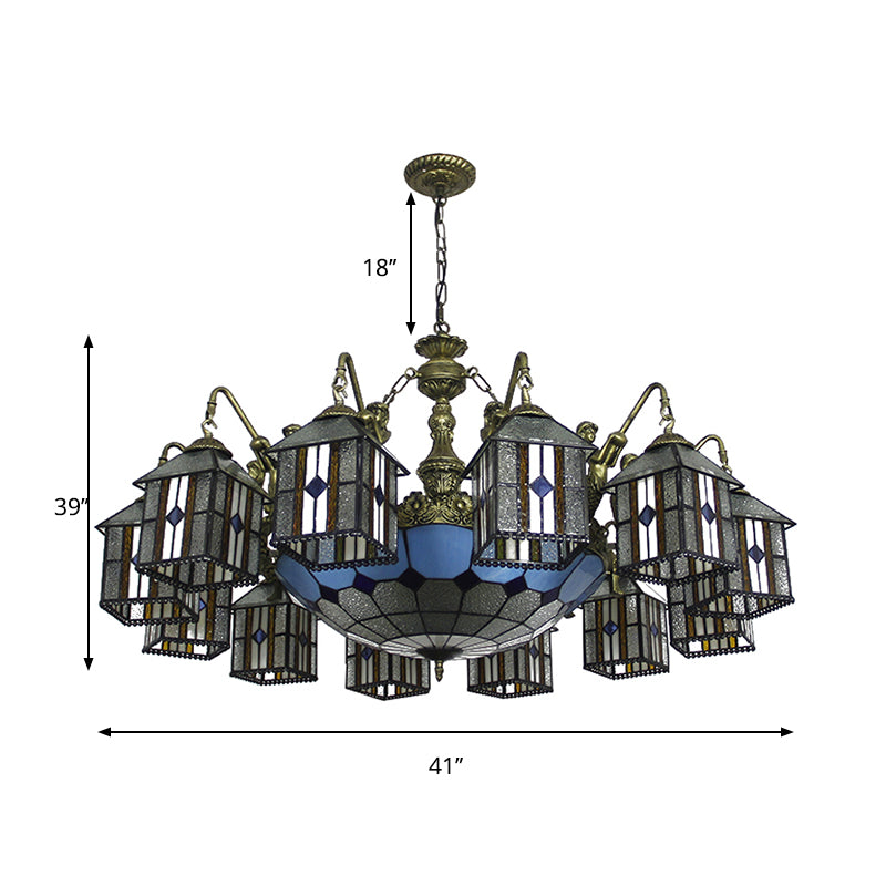 Exquisite Hanging Lodge Chandelier with Mermaid Stained Glass Pendant Light for Hotel