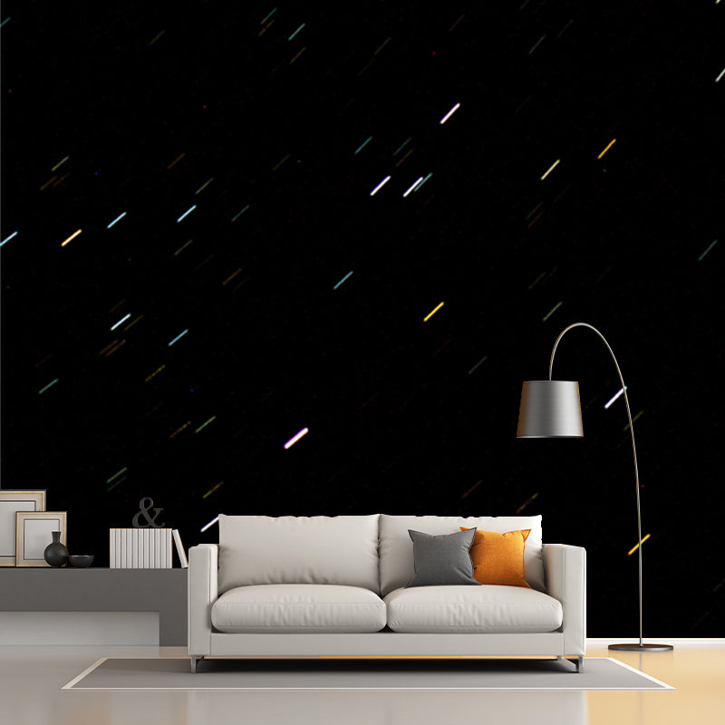 Photo Printed Meteor Shower Mural Full-Size Wall Covering for Living Room, Made to Measure