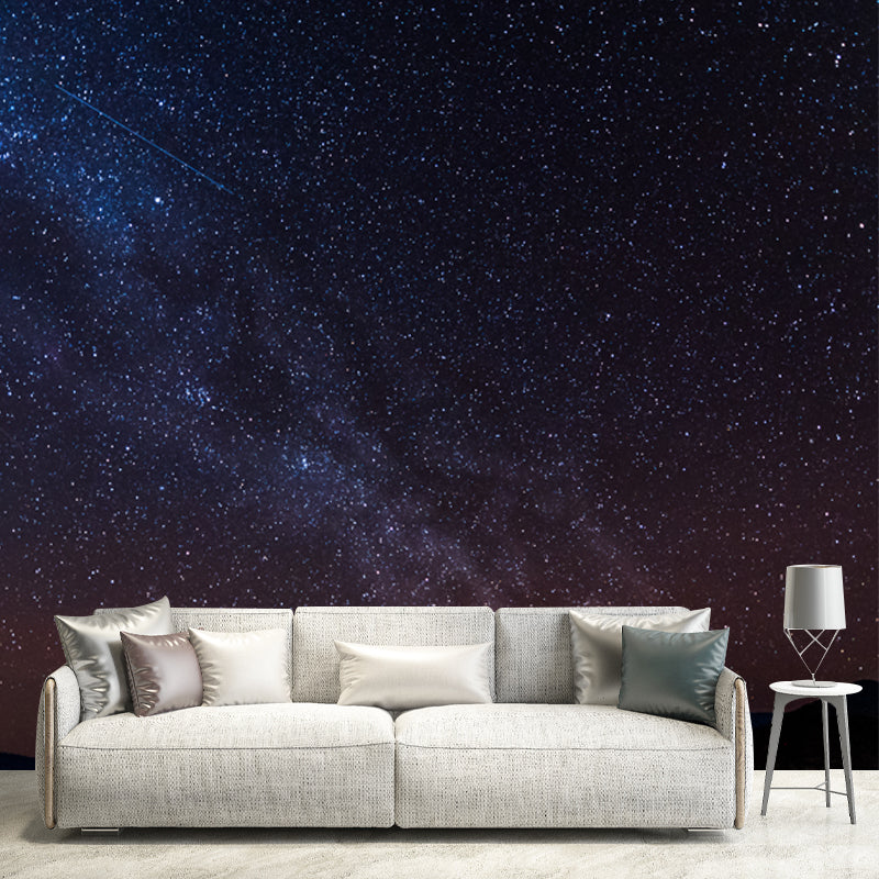 Whole Starry Night Wallpaper Mural Blue Non-Woven Material Wall Covering, Washable, Custom Print