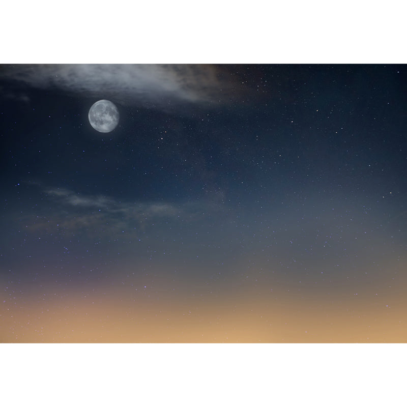 Night Moon and Stars Mural Modernist Non-Woven Cloth Wall Decor in Yellow and Blue