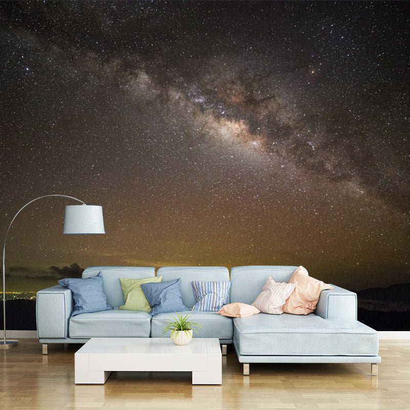 Luminous Star Sky Wall Mural for Bedroom Distant Night Town Wall Decor, Custom Print