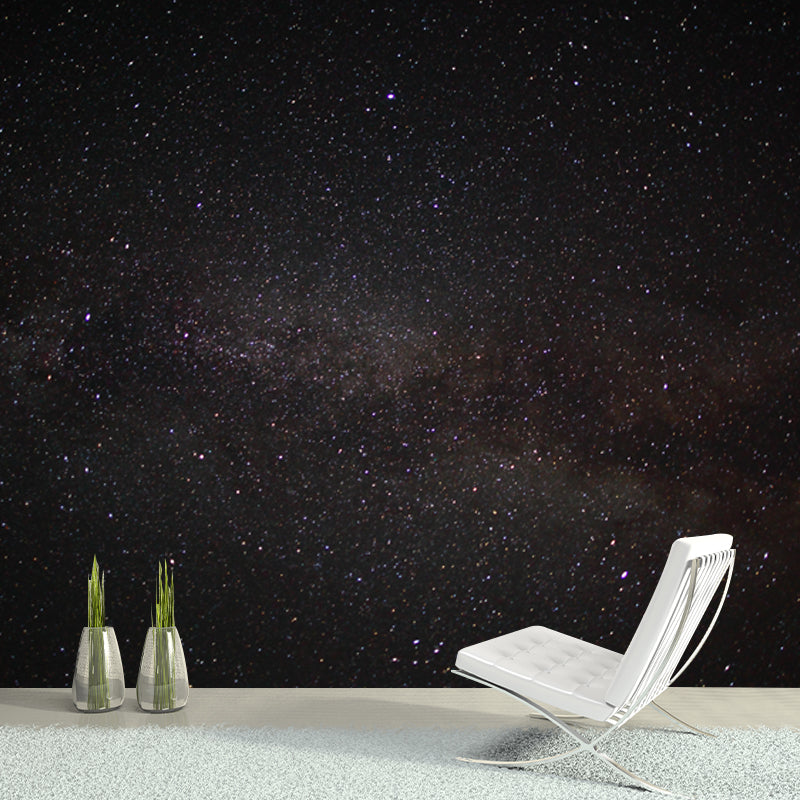 Black Night Sky Wallpaper Mural Starry Modern Waterproofing Wall Covering for Home