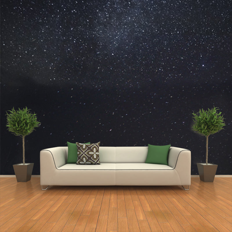Black Night Sky Wallpaper Mural Starry Modern Waterproofing Wall Covering for Home