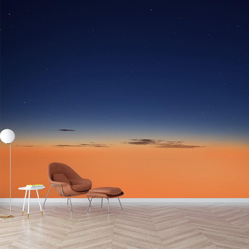 Nightfall Starry Sky Wall Mural Decal Modern Smooth Wall Covering in Blue and Yellow