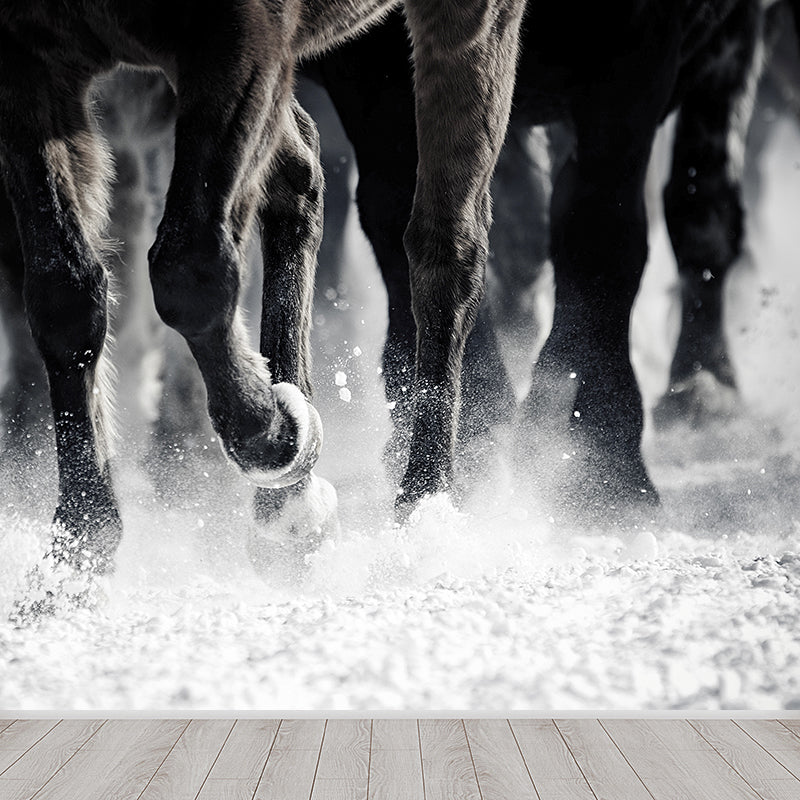 Pastel Color Running Horse Mural Wallpaper Animals Contemporary Stain-Proof Wall Art