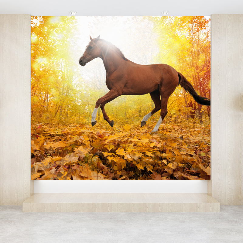 Pastel Color Running Horse Mural Wallpaper Animals Contemporary Stain-Proof Wall Art