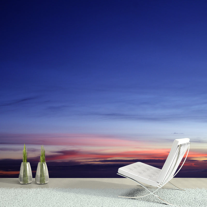 Modern Sunset Glow Wall Mural Indoor Personalized Wall Art in Blue, Waterproofing