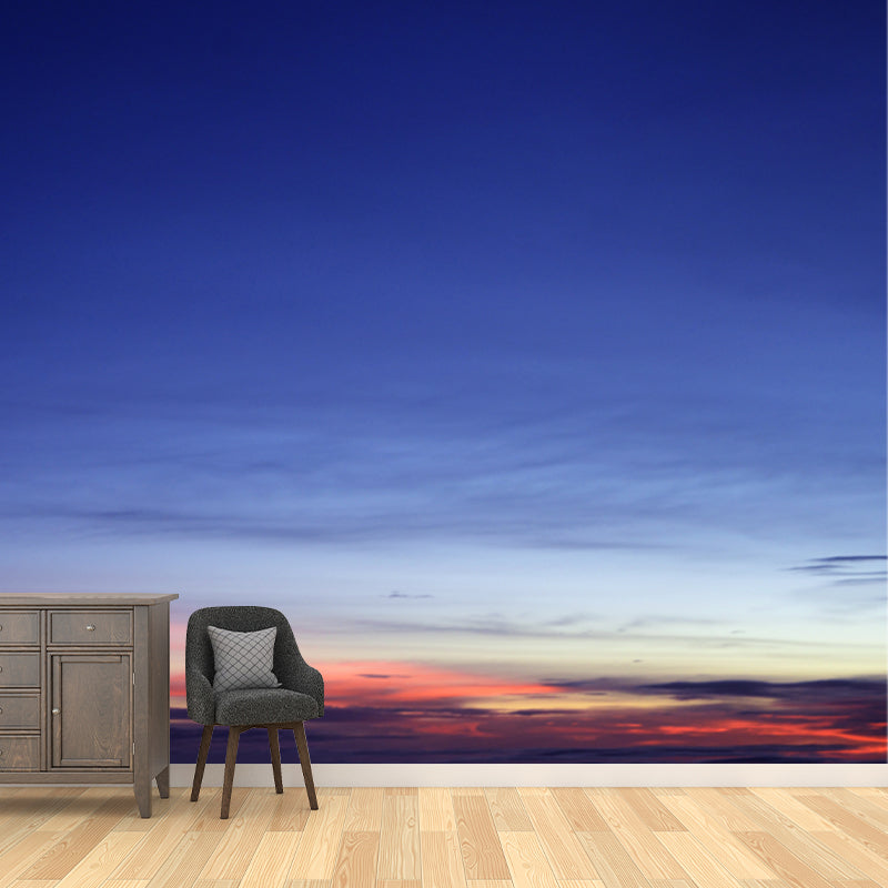 Modern Sunset Glow Wall Mural Indoor Personalized Wall Art in Blue, Waterproofing