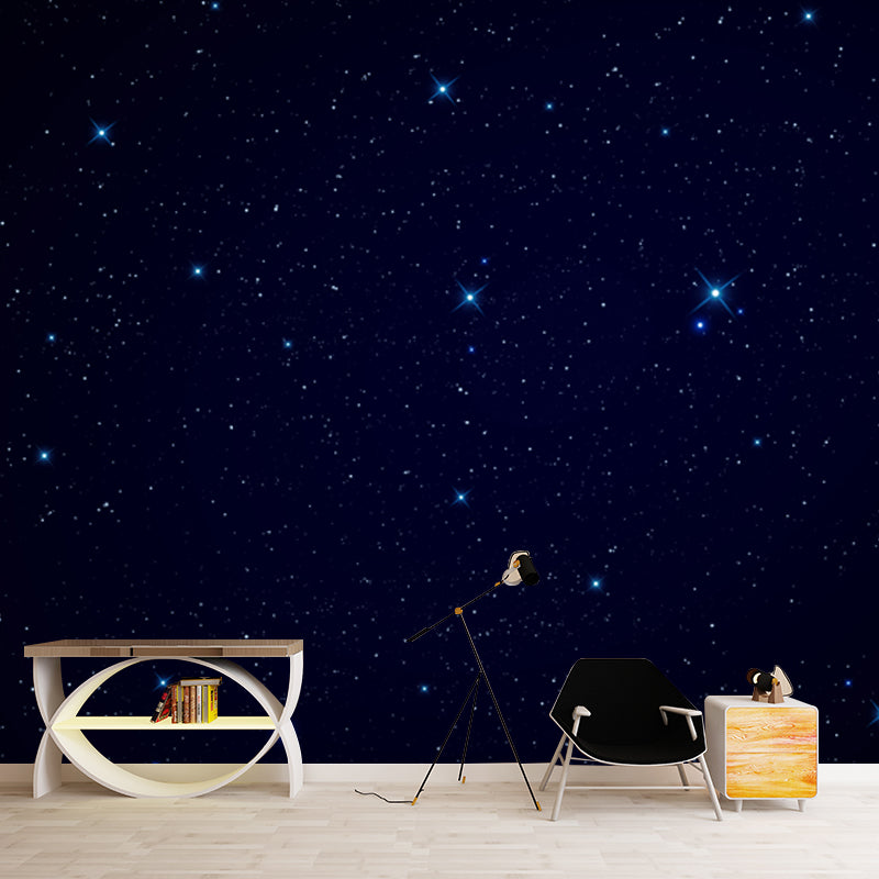 Modern Sparse Starry Sky Mural for Living Room Custom Wall Covering in Dark Color